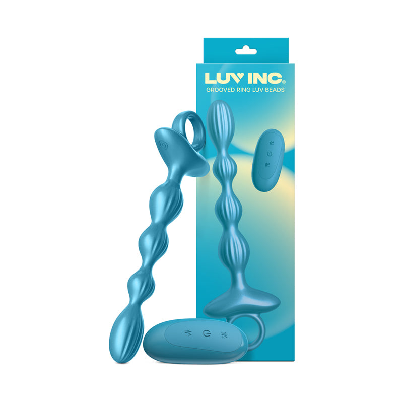 Luv Inc Gr41: Grooved Ring Luv Beads Metallic Blue